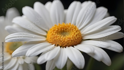 A close-up of a daisy its petals perfectly formed and pure white