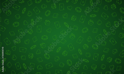 Seamless pattern for Poker or Casino. Background with game symbols. Vector template for your design.