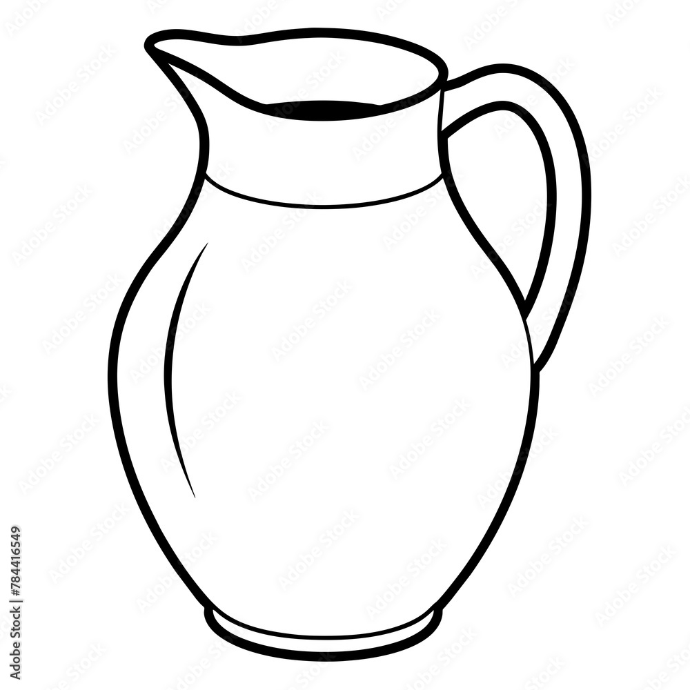 creamer jug hand-drawn vector illustration. line art, drawing coloring book pages for children and adults creamer jug hand-drawn vector illustration. line art, drawing coloring book pages for children and adults