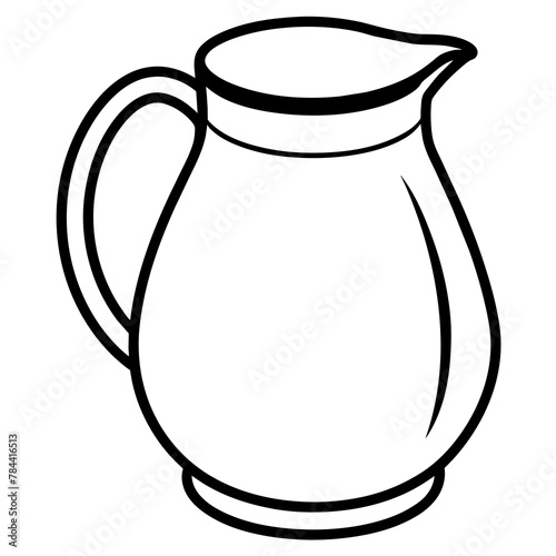 creamer jug hand-drawn vector illustration. line art, drawing coloring book pages for children and adults