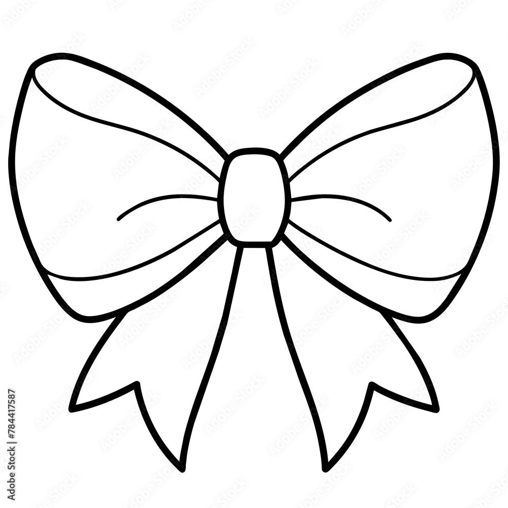 bow and ribbon simple line art icon, Children coloring book page bow and ribbon simple line art icon, Children coloring book page