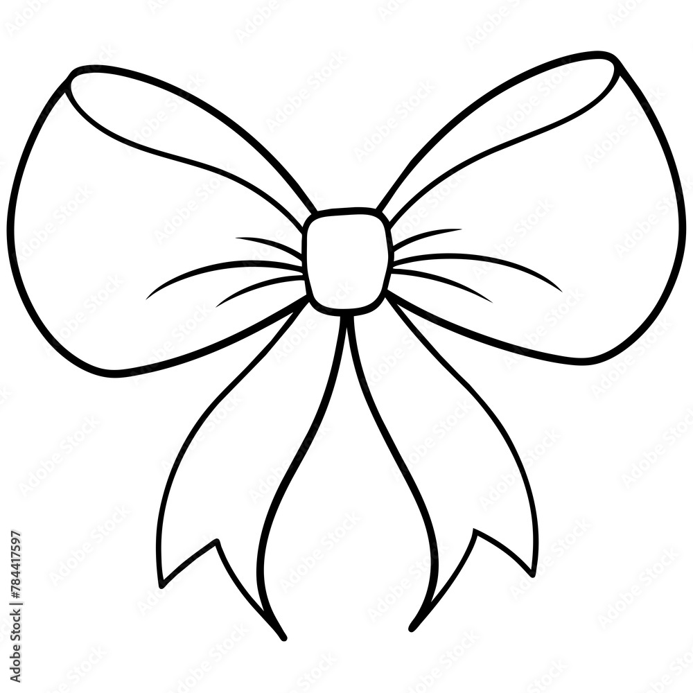bow and ribbon simple line art icon, Children coloring book page bow and ribbon simple line art icon, Children coloring book page
