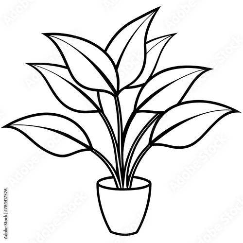 plant in pot simple line art icon, Children coloring book page