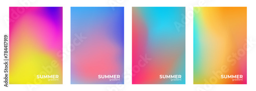 Summertime colors. Blurred backgrounds with bright color gradients for Summer season creative graphic design. Vector illustration.