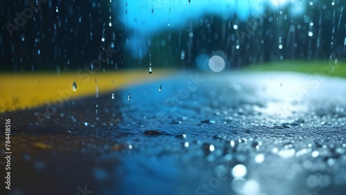 Abstract rainy day background with water droplets on glass. Nature's texture of raindrops creating a photo