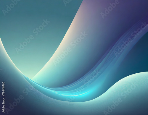 青色と銀色の光沢のあるデジタルな波型の抽象背景素材。CG風。AI生成画像。
