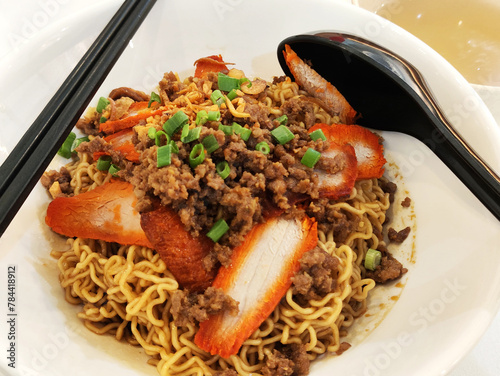 Kolo Mee, a popular local noodle dish in the state of Sarawak, Malaysia photo