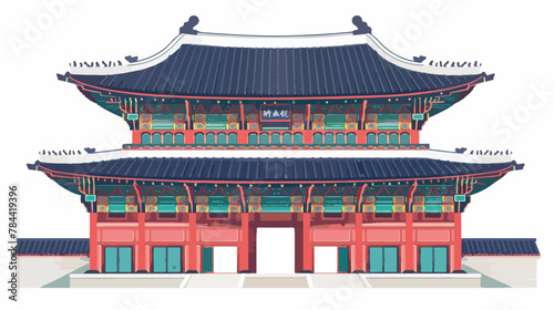 Fototapeta Naklejka Na Ścianę i Meble -  Gyeongbokgung palace in Seoul Korea icon in flat st
