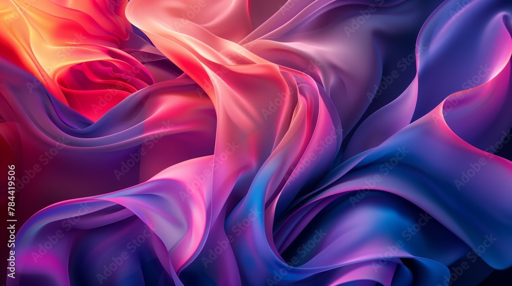 Vivid Silk Fabric Waves in Colorful Gradient Vivid Silk Fabric Waves in Colorful Gradient