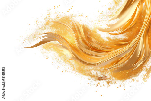 Ethereal Elegance: A Golden Feather on White. On White or PNG Transparent Background.