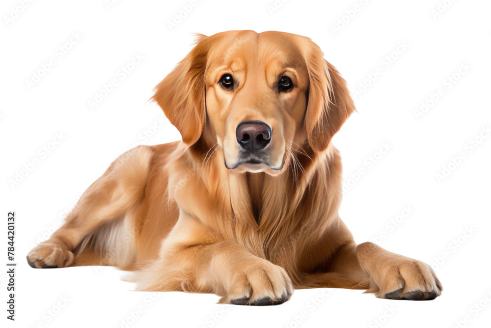 Serene Brown Dog Rests on White Canvas. On White or PNG Transparent Background.