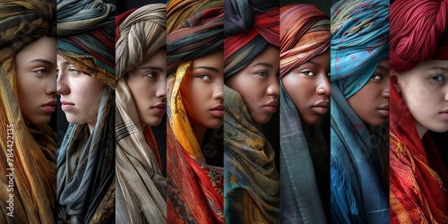 Multikulti Gesichter als Collage, ai generativ photo