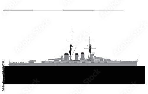 IJN HIEI 1914. Imperial Japanese Navy Kongo-class battlecruiser. Vector image for illustrations and infographics. photo