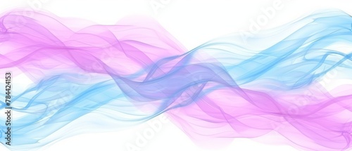  A blue-pink wave of smoke against a pristine white backdrop; gentle reflection on the left side
