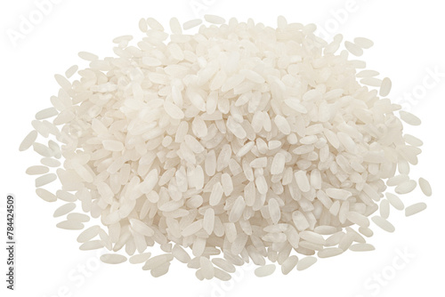 Rice isolated on white background, full depth of field