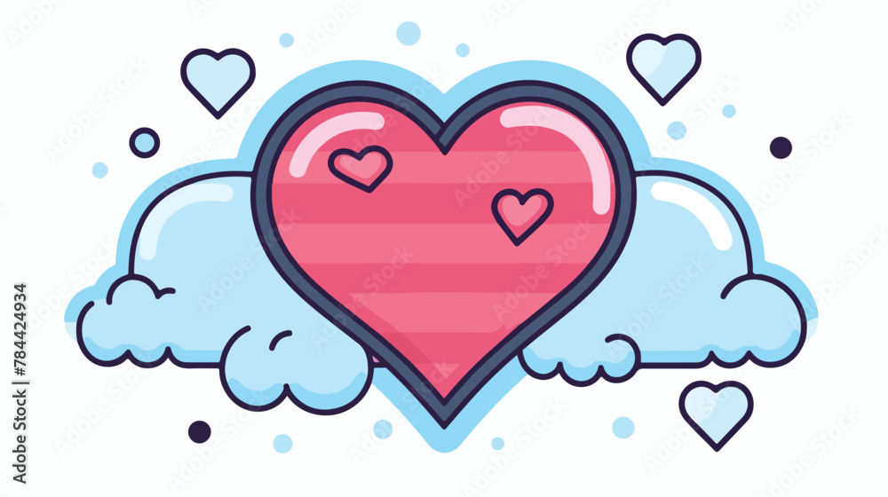 Heart in bubble chat icon. Outline heart in bubble