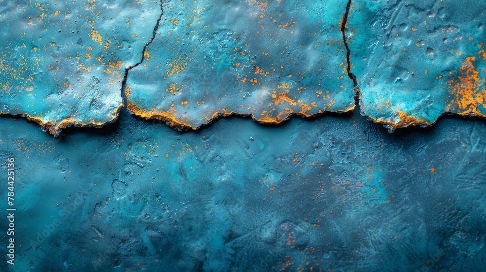 A bird's-eye perspective of a body of water, adorned with blue and yellow paint splashes Few yellow dot markings gracefully dot its surface A bird's-eye perspective of a body of water, adorned with blue and yellow paint splashes Few yellow dot markings gracefully dot its surface