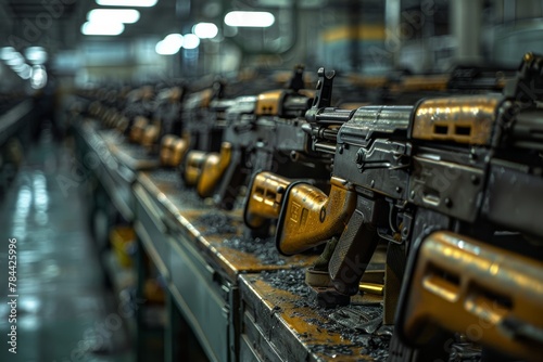 asembly line of an industry of weapons