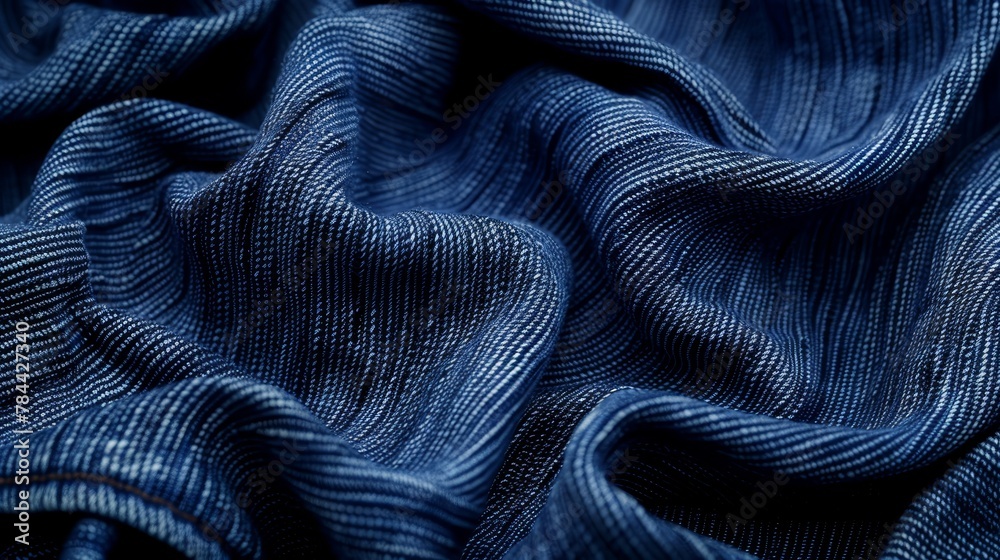 A detailed view of a blue fabric with intricate thin lines at its lower edge A detailed view of a blue fabric with intricate thin lines at its lower edge