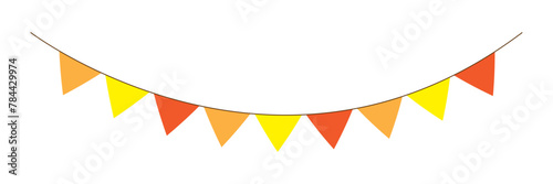 Flag garland. Repeating party bunting pattern. Triangle celebration flags chain. White, blue, red pennants decoration. Vector footer and banner. Used in web , templates . Isolated on white background.