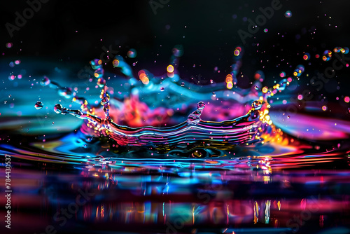 Colorful Water Splash Photography, Vibrant Neon Colors