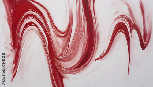 Red wave oil painting using brush technique.