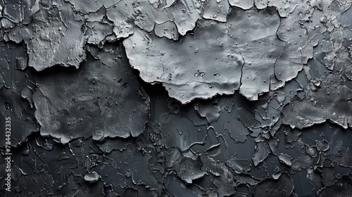  A close-up of a black and white wall with peeling paint on its sides