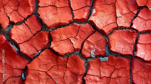   A tight shot of a fissure in the earth, displaying a red material atop and a blue substance pooled beneath photo