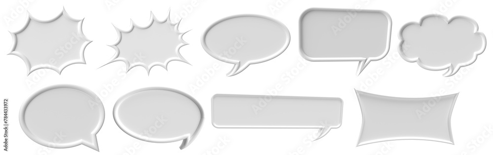set of speech bubble frame banner label 3d render set of speech bubble frame banner label 3d render