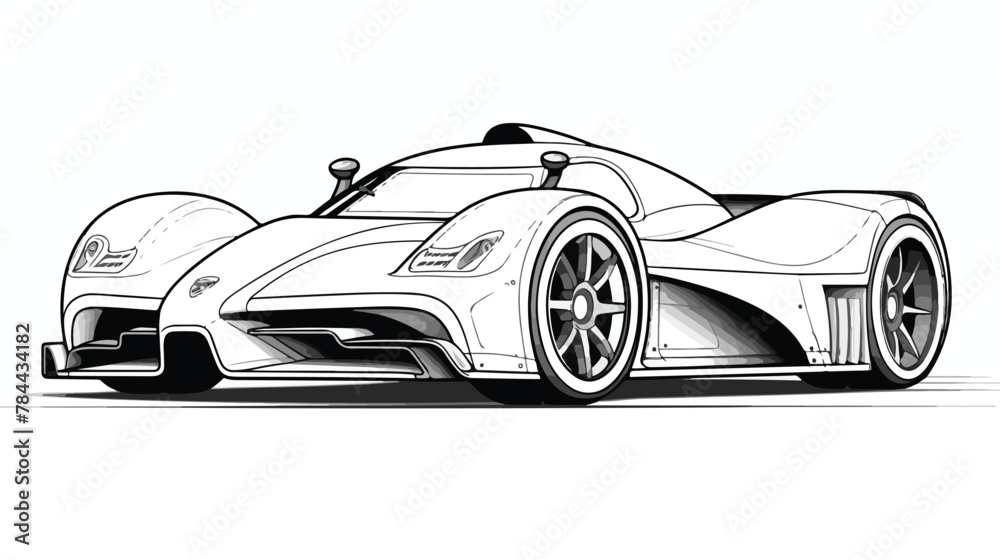 Illustration of a racing car black and white drawin