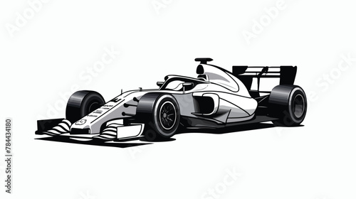 Illustration of a racing car black and white drawin