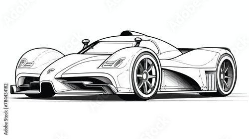Illustration of a racing car black and white drawin photo