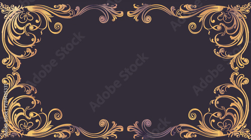 Hand-drawn gold and purple swirls in an ornate border, perfect for luxurious framing.