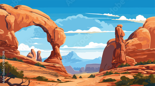 In USA inside the arches national park the beauty o