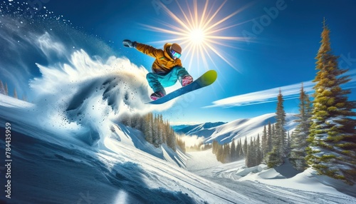 snowboarder executing an impressive mid-air jump
