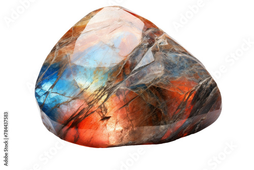 Rainbow Gemstone Sparkling on a Pure White Canvas. On White or PNG Transparent Background.