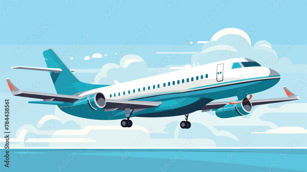 Jet airplane on a white background 2d flat cartoon