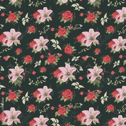 Vintage Pastel Flower Pattern Template