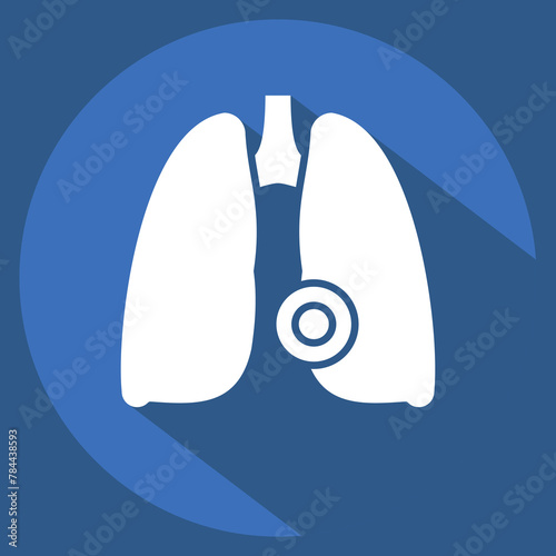 Icon Lung Disease. related to Body Ache symbol. long shadow style. simple design editable. simple illustration