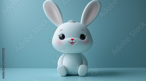 A 3D sticker of a cute cartoon character  placed on a solid blue background  adding a playful and fun element