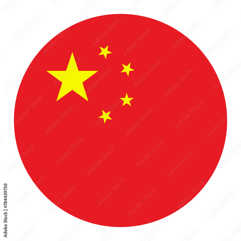National flag of China. Accurate dimensions and official colors. Flag of China Republic. Vector Illustration of Asian country China flag . Vector Round icon isolated on white background National flag of China. Accurate dimensions and official colors. Flag of China Republic. Vector Illustration of Asian country China flag . Vector Round icon isolated on white background
