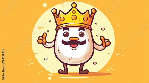 King egg fried cartoon mascot character 2d flat cartoon