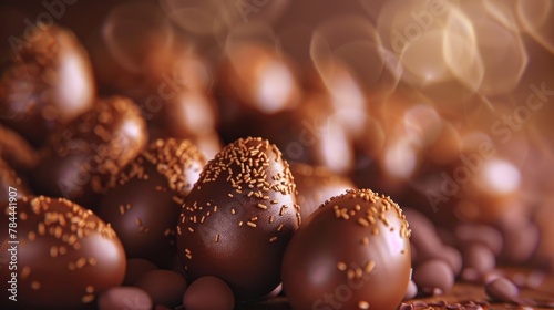 A close up of a pile of chocolate balls. Perfect for food-related projects