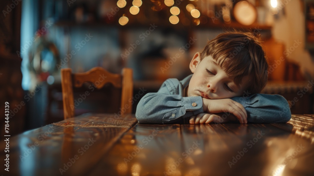 Young boy sitting with head on hands, suitable for education concept Young boy sitting with head on hands, suitable for education concept