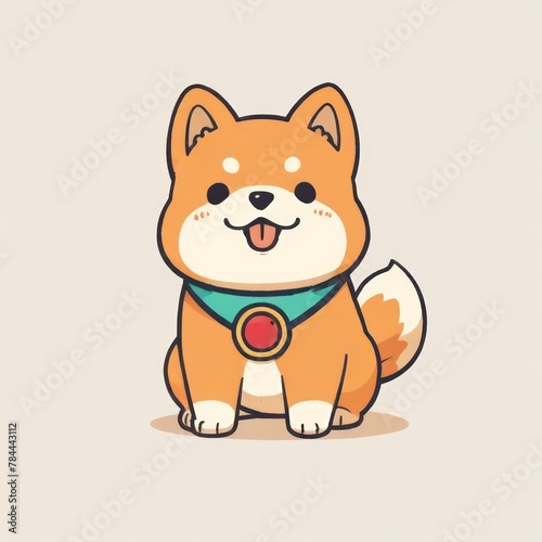 Happy Cartoon Dog Illustration with Brown Fur and a Big Smile