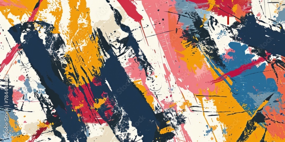 Naklejka premium Vibrant abstract painting with varied shapes and colors