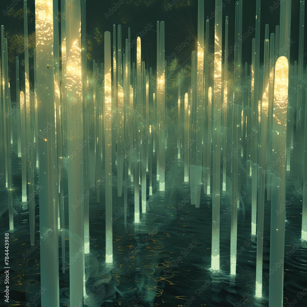 3D abstract forest of light pillars 3D abstract forest of light pillars