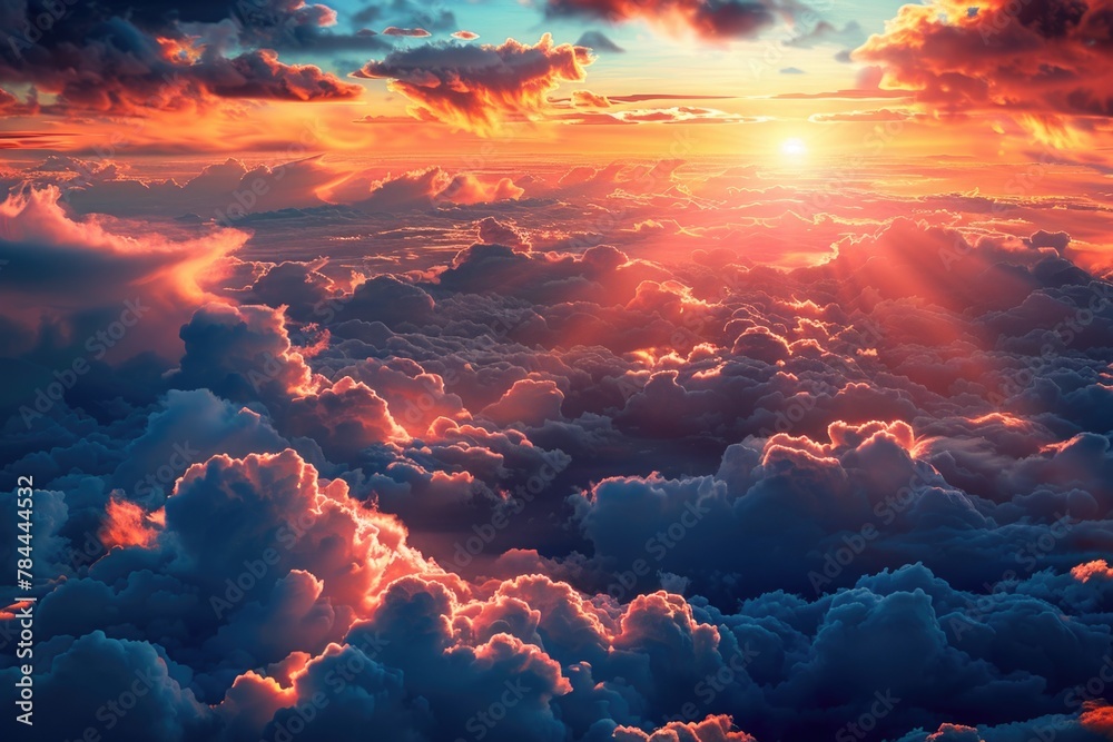 A beautiful sunset over a cloudy sky. Perfect for backgrounds or inspirational designs A beautiful sunset over a cloudy sky. Perfect for backgrounds or inspirational designs