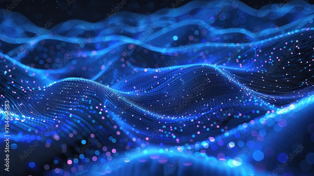 3D wave patterns made of glowing particles 3D wave patterns made of glowing particles