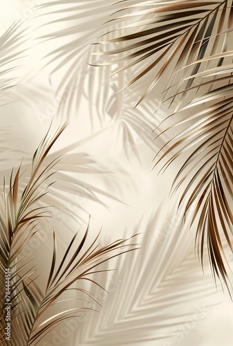 Dreamy Minimalistic Palm Leaves Wallpaper Illustration  Embodying Summer Vibes on a Beige Pastel Background